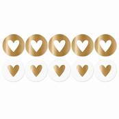 Sticker | Hartje Goud/wit | 10 stuks