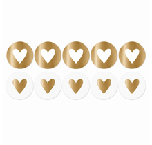 Sticker | Hartje Goud/wit | 10 stuks