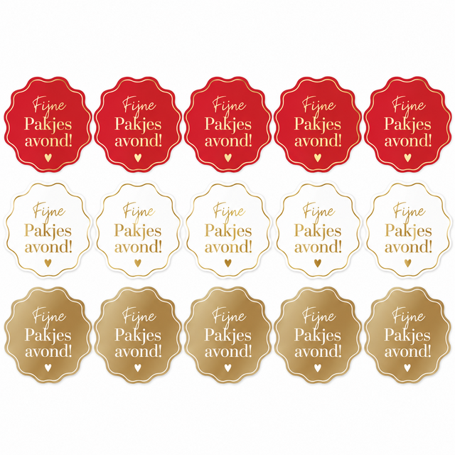 Sticker | Fijne pakjesavond | 5,5 CM | 15 stuks