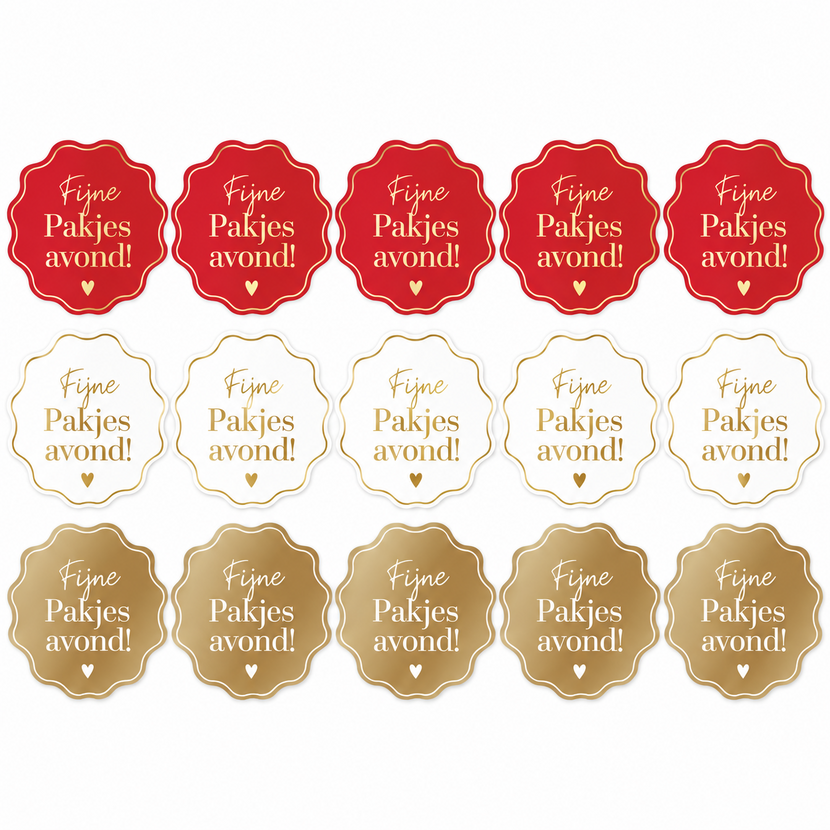 Sticker | Fijne pakjesavond | 5,5 CM | 15 stuks