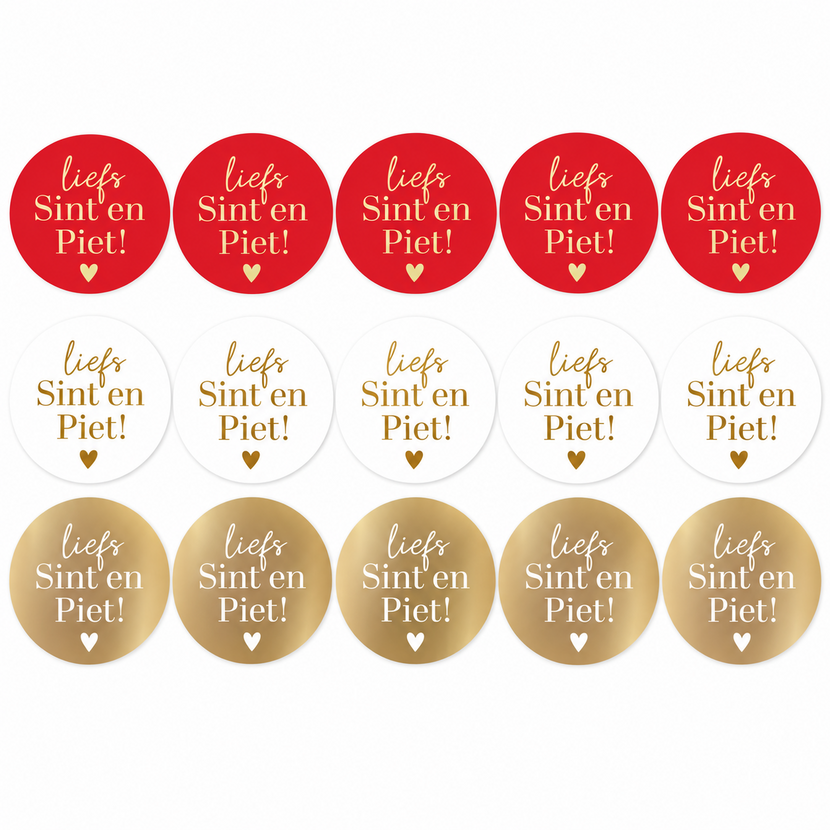 Sticker | Liefs Sint en Piet | 4,0 CM | 15 stuks