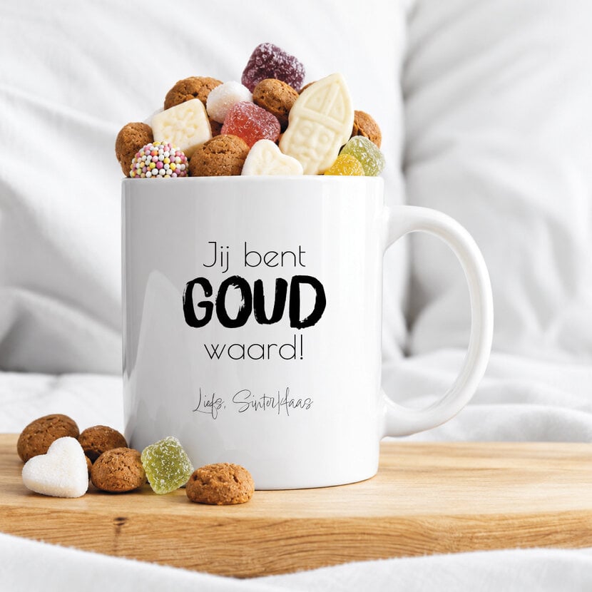 Mok | Sinterklaas | Met strooigoed | Jij bent goud waard!