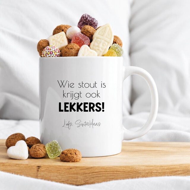 Mok | Sinterklaas | Met strooigoed | Wie stout is krijgt ook lekkers