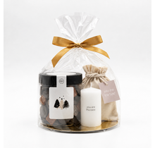 Kerstpakket | Smulpotje en kaarsje | In cellofaan
