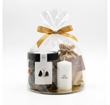 Kerstpakket | Smulpotje en kaarsje | In cellofaan