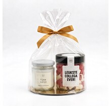Kerstpakket | Smulpotje en kaarsje fijne kerst | In cellofaan