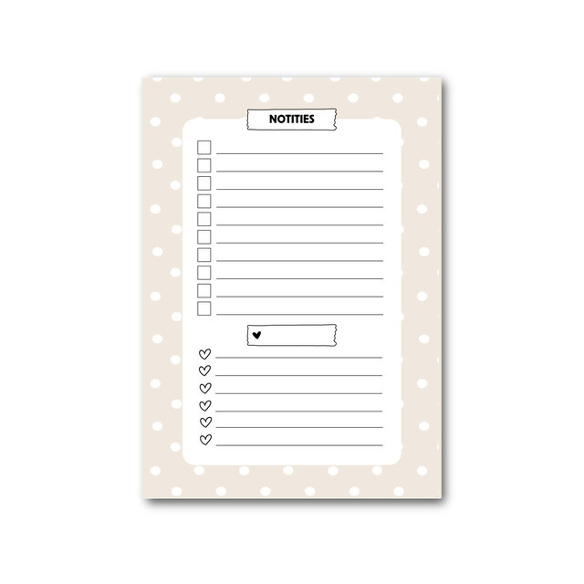 Notitieboekje | A6 | Beige | Dots