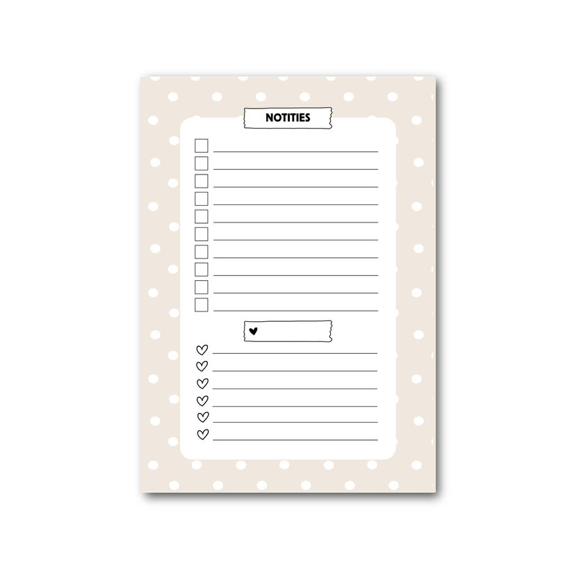 Notitieboekje | A6 | Beige | Dots