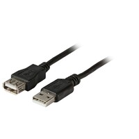 USB2.0, Verlengkabel type A naar type A, zwart, 3m