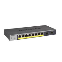 Netgear, Switch 8x 10/100/1000 (8xPoE+), 55W, 2xSFP leeg, Desktop/Wall-mount