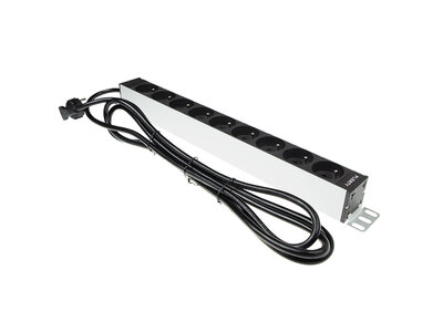Proline Spanningsslof, 9x Schuko zwart, Aluminium, 19inch