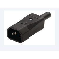 Apparaatstekker C14, Male, kunstof zwart, kabelinvoer recht.