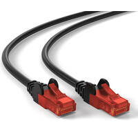 Datwyler Cross patchkabel, UTP, Cat6, zwart + tule rood + labels, 4m