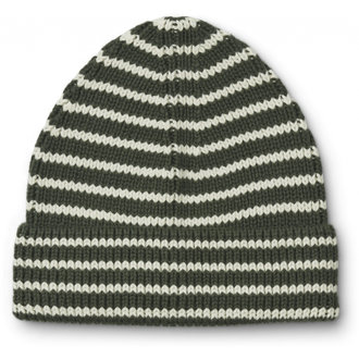 LIEWOOD Ezra Beanie | Stripe Hunter Green / Creme De La Creme