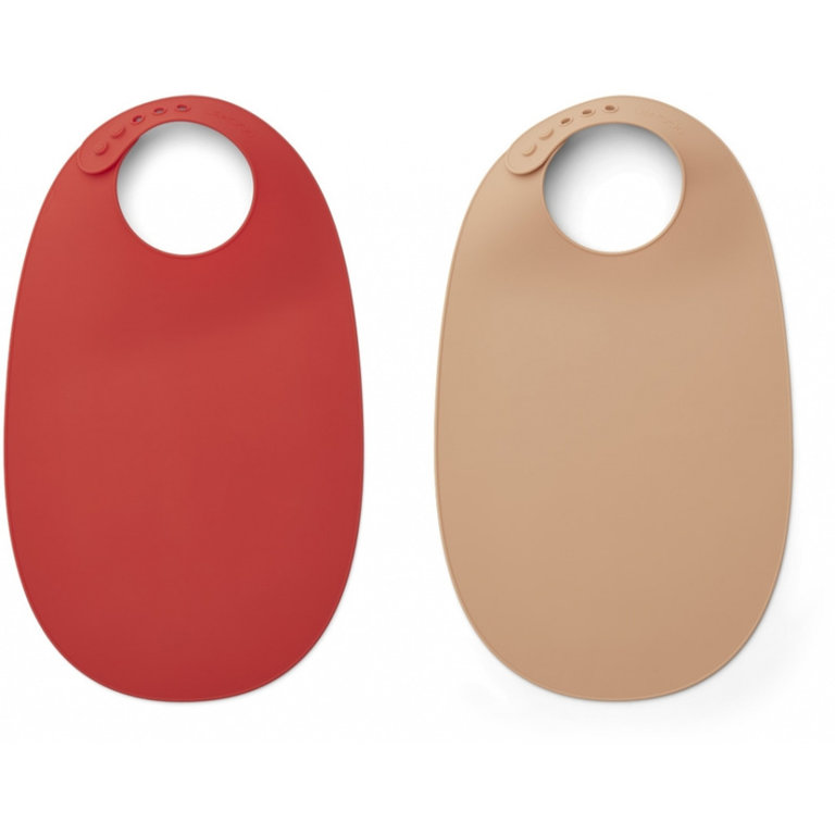 LIEWOOD LIEWOOD slabbetje Ilana 2-pack Apple Red Tuscany Rose Mix rood/roze