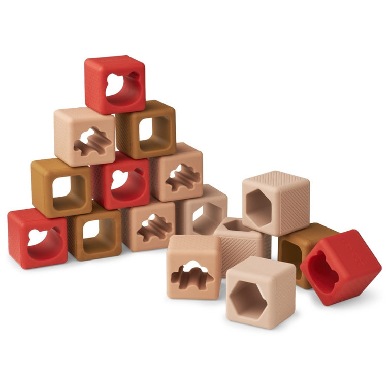 LIEWOOD Loren Building Blocks | 16 Pack | Rose Multi Mix