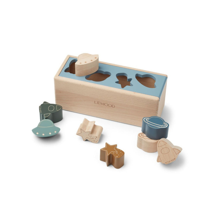 LIEWOOD LIEWOOD vormenstoof puzzelboek Midas Space Blue Fog Multi Mix blauw