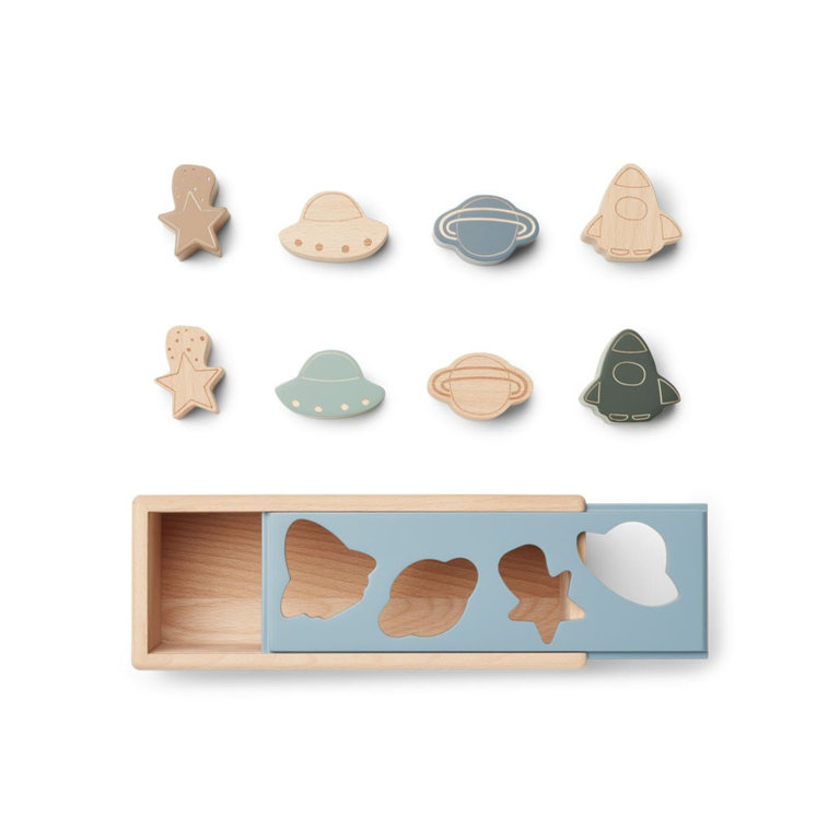 LIEWOOD LIEWOOD vormenstoof puzzelboek Midas Space Blue Fog Multi Mix blauw