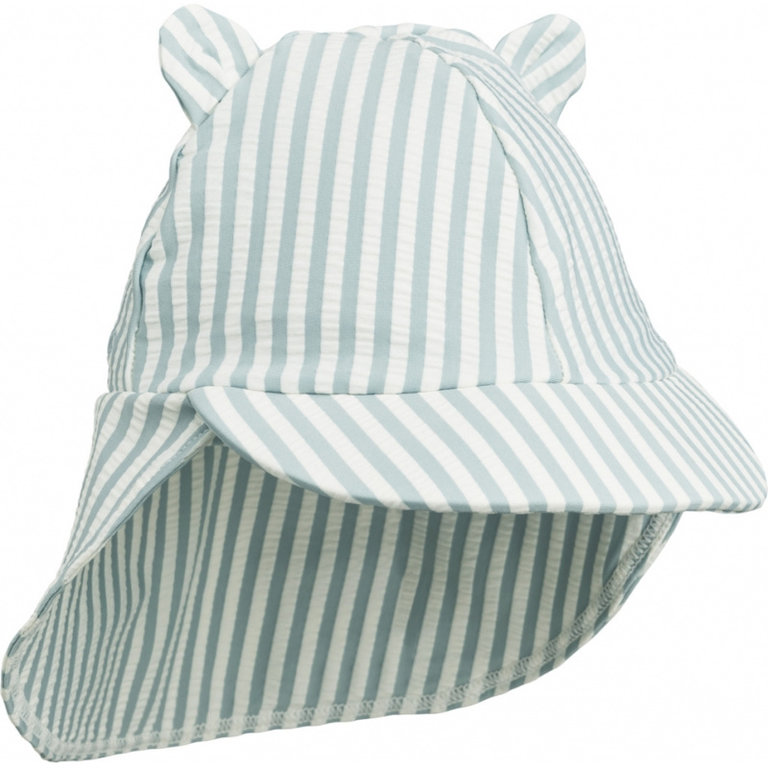 LIEWOOD LIEWOOD zonnehoedje Senia Seersucker gestreept Sea Blue White blauw