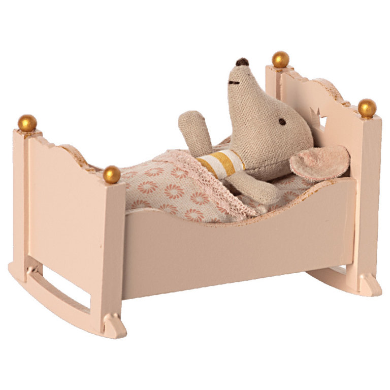 Maileg Cradle Baby Mouse | Rose