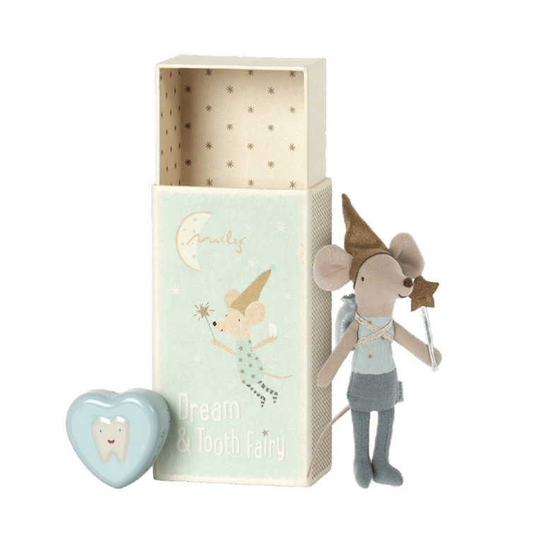 Maileg Tooth Fairy Mouse In Matchbox | Blue