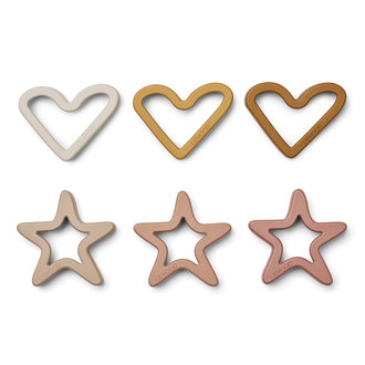 LIEWOOD Svend cookie cutter set  / koekjes vormpjes  | 6 Pack | Holiday/rose multi mix