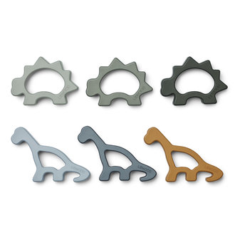 LIEWOOD Svend cookie cutter set / koekjes vormpjes  | 6 Pack | Dino faune green mix
