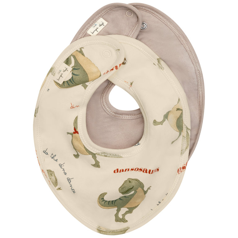Konges Sløjd  Slabbetje van Konges Sløjd basic 2 pack bib | Dansosaurus/stone