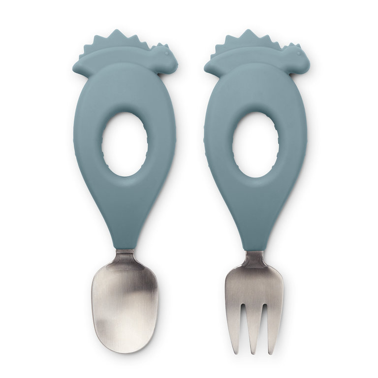 LIEWOOD Stanley baby cutlery set | Whale blue