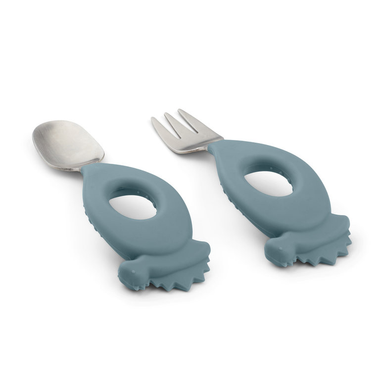 LIEWOOD Stanley baby cutlery set | Whale blue