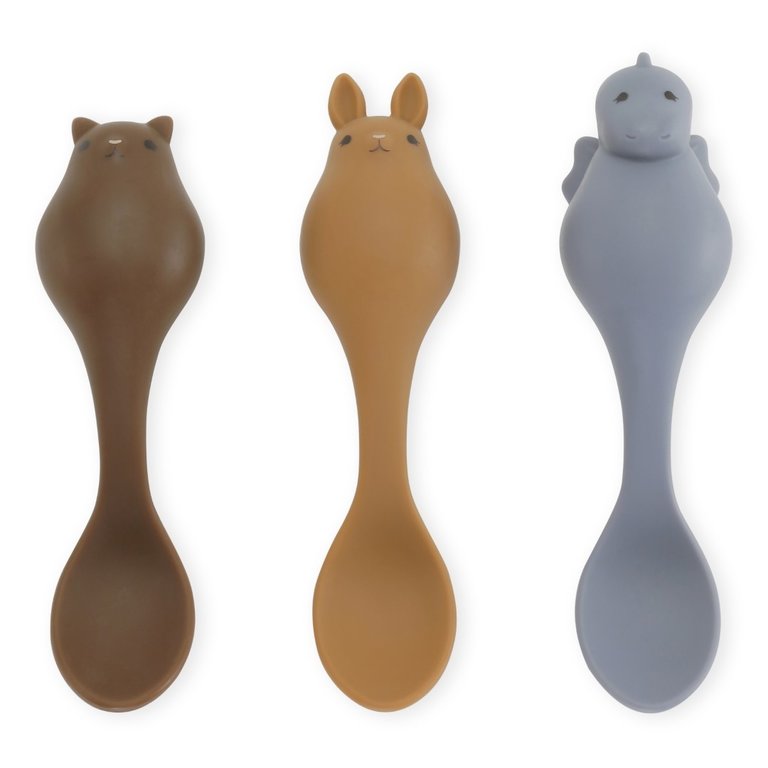 Konges Sløjd 4-pack friends spoon silicone | Caramel mix