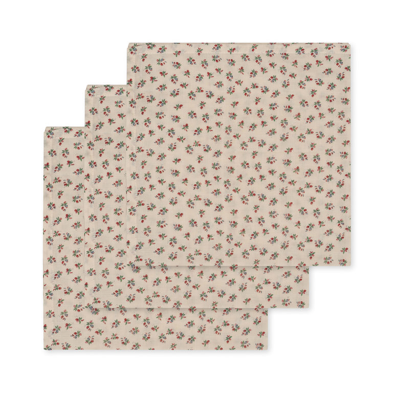 Konges Sløjd KONGES SLØJD hydrofiele doeken baby 3-pack mousseline GOTS Fleur Tricolore bloemen