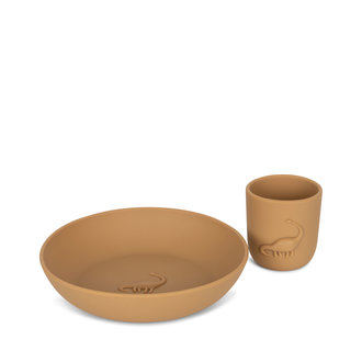 Konges Sløjd Dino cup & plate set | Almond