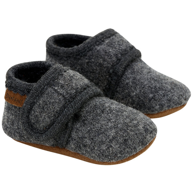 EN FANT EN FANT slofjes baby wol Dark Grey Melange grijs pantoffels