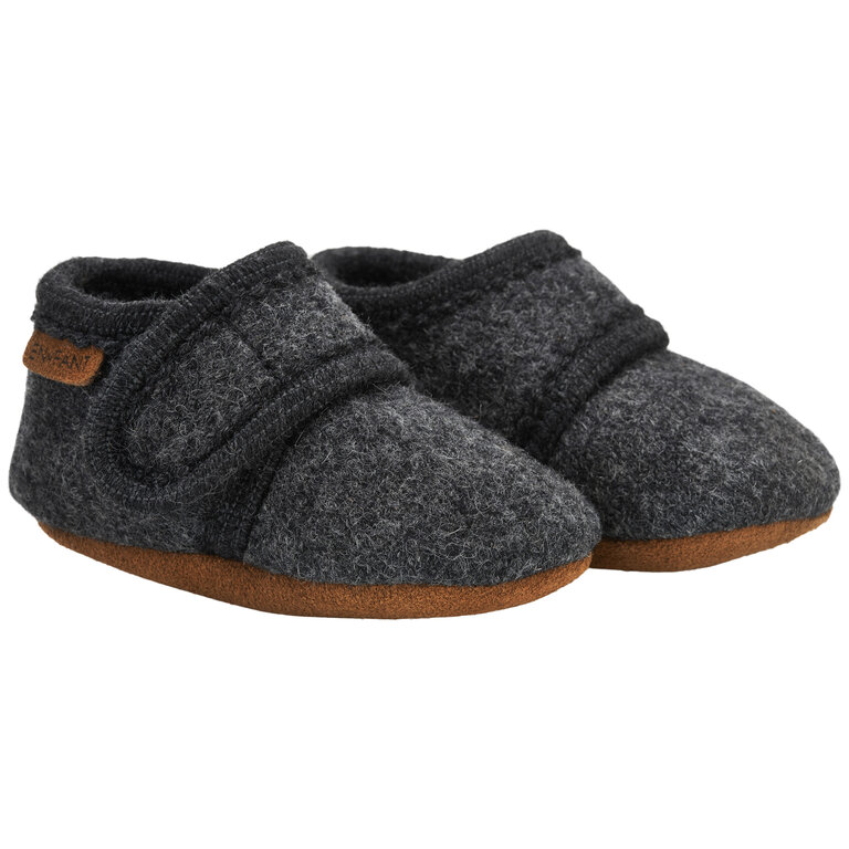 EN FANT EN FANT slofjes baby wol Dark Grey Melange grijs pantoffels