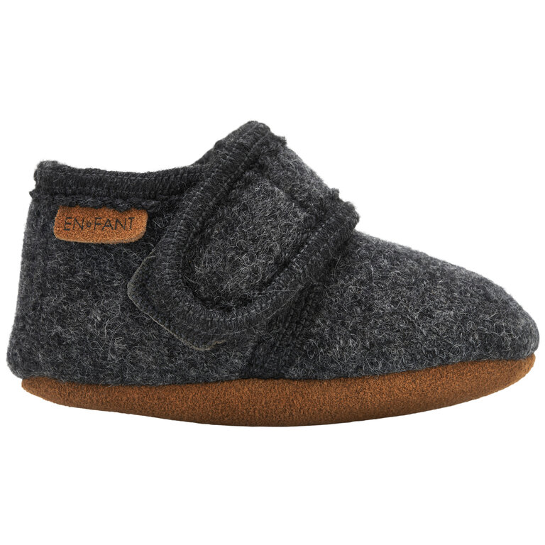 EN FANT EN FANT slofjes baby wol Dark Grey Melange grijs pantoffels