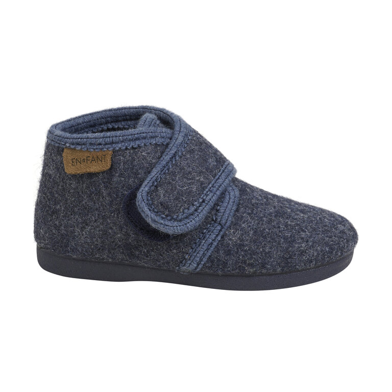 EN FANT Slippers Wool Velcro | Navy Melange