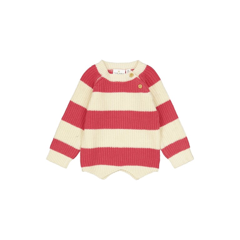 The New Olly Striped Pullover | Roze gebreide trui