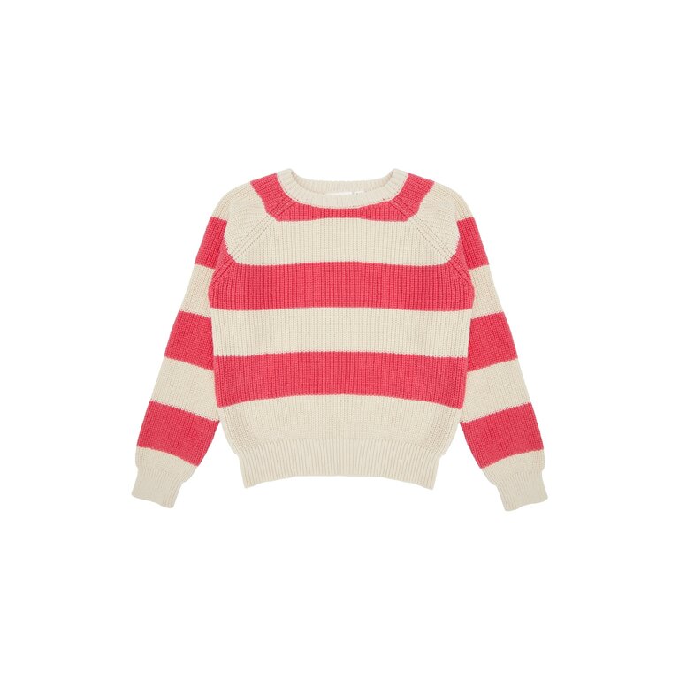 The New Olly Striped Pullover | Roze gebreide trui