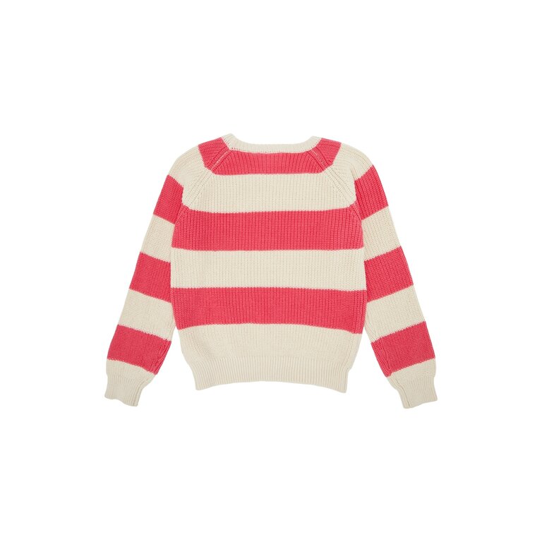 The New Olly Striped Pullover | Roze gebreide trui