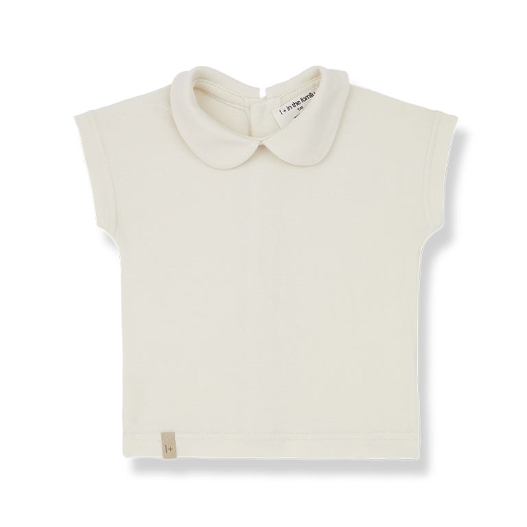 1+ in the family Luna short sleeve collar | t-shirt met kraag ivory