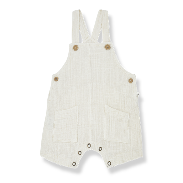 1+ in the family 1+ IN THE FAMILY tuinbroek baby Giulio short overall Ivory wit