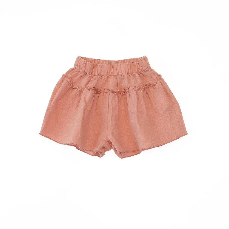 PLAY UP Linen  Shorts  | Coral