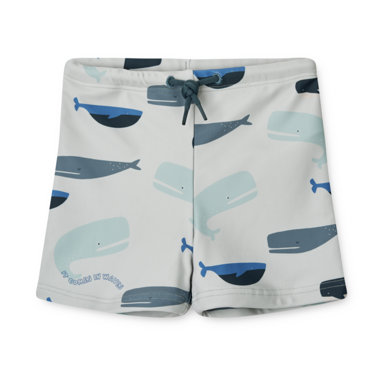 LIEWOOD Zwembroek liewood | Whales / Cloud blue - Otto Printed Swim Pants