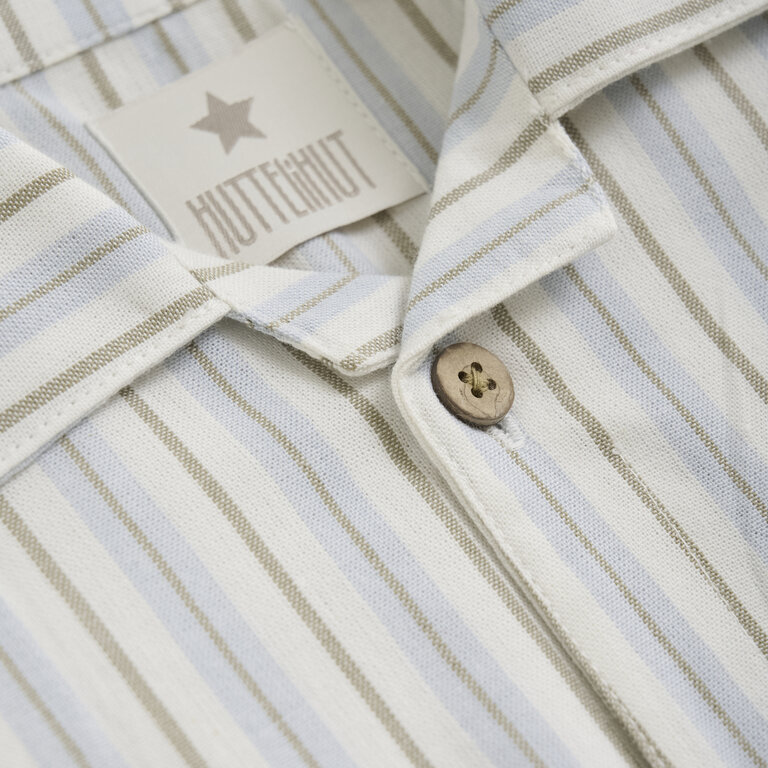 Huttelihut Shirt SS Woven Stripe | Silver Sage