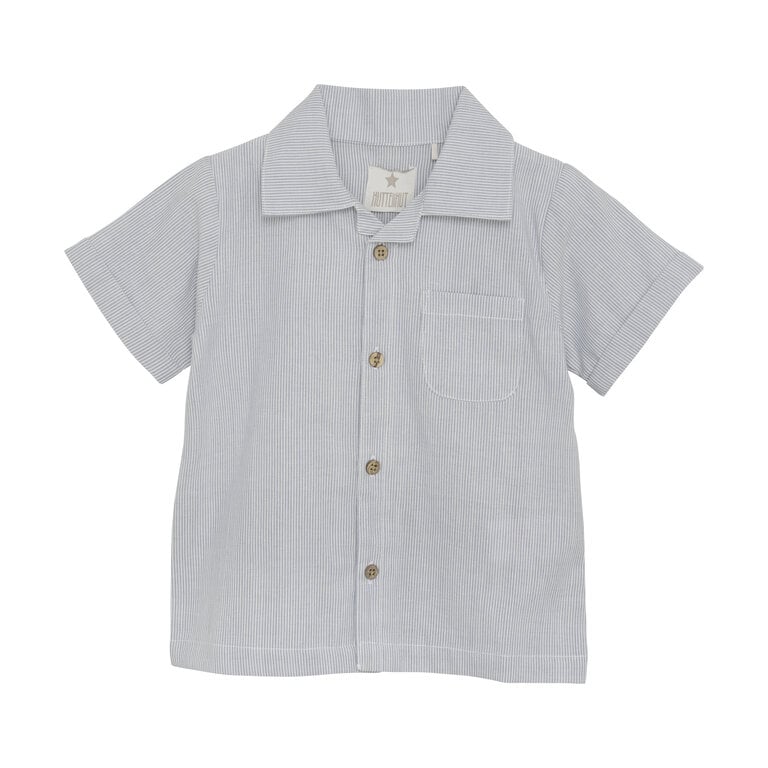 Huttelihut Huttelihut shirt jongen SS Woven Stripe Citadel grijsblauw