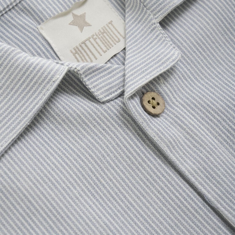 Huttelihut Huttelihut shirt jongen SS Woven Stripe Citadel grijsblauw