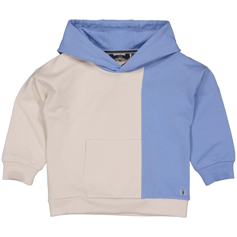Levv Hooded Sweater Mica | Beige / Mid blue