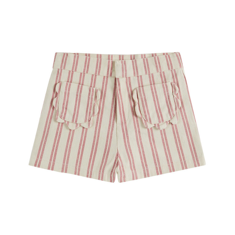 EMILE & IDA Short Poches Fleurs Raye | Rayure Rose