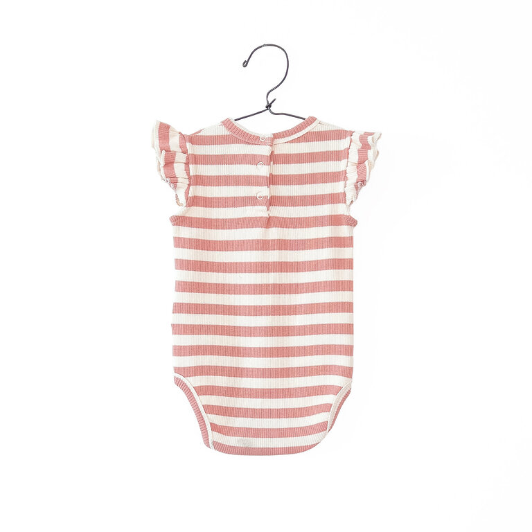 PLAY UP Striped Rib Body | Romper Coral